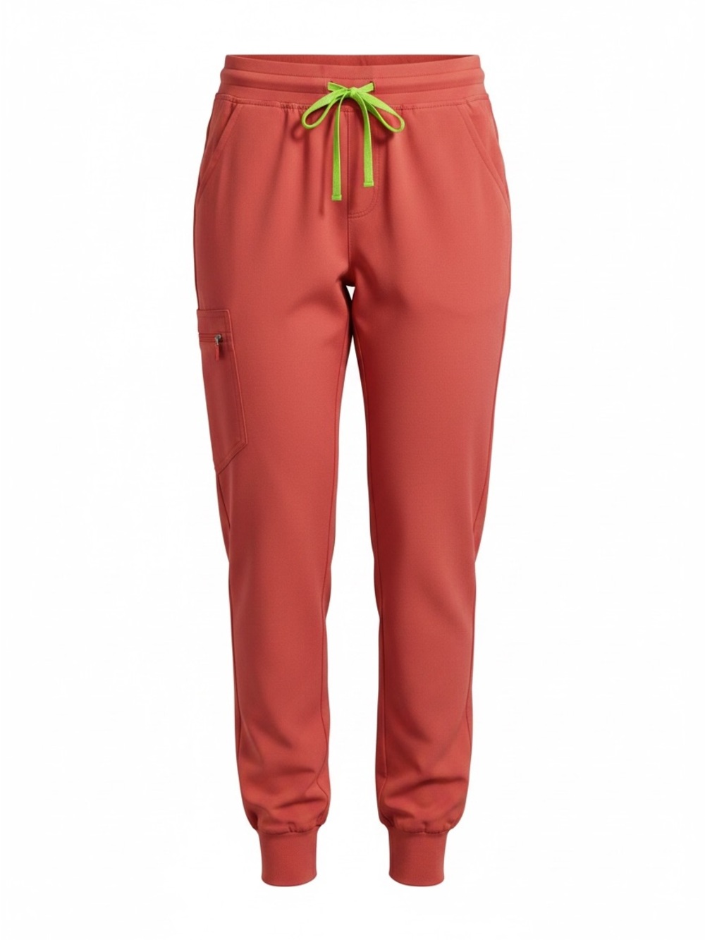 Figs Hot Coral Joggers with Lime Drawstring